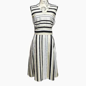 Socapri Summer Striped Dress Black/Beige/White size 12 (48)